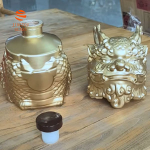 Chinese Traditional Pixiu Shaped Glass Liquor Bottle Gold Plated Craft Wine Bottle for Gift <strong>Spirits</strong> Packaging - Product Image 6