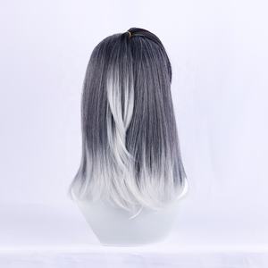 Vente en gros Jeu <span class=keywords><strong>Valorant</strong></span> <span class=keywords><strong>Cosplay</strong></span> 45cm Moyen Long Ombre Noir Argent Synthétique Anime Halloween Party Fade <span class=keywords><strong>Cosplay</strong></span> Perruque - Product Image 5