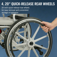 Fauteuil roulant commode en aluminium pour personnes âgées, usage intérieur/extérieur, avec siège rembourré et accoudoirs – Offre spéciale