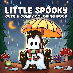 Libro da colorare personalizzato con design di fantasmi in stile cartone animato, copertina morbida, per gli amanti dell'arte, prodotto di recupero. - Product Image 1