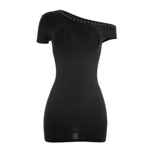 Viviblook C26DS041 Vestido de Verano Sexy para Mujer, Asimétrico, con Aberturas, Hombros Descubiertos, Manga Corta, Mini Vestido de Fiesta - Product Image 6