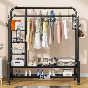 Séchoir à linge pliant du sol au plafond pour chambre à coucher, portant vêtements, simple, pour intérieur et balcon, avec rangement intégré - Product Image 4