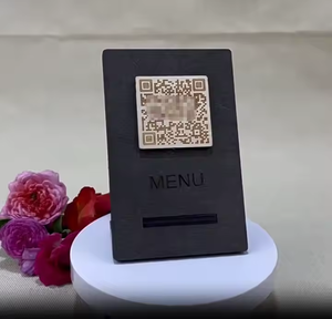 Innovador código <span class=keywords><strong>QR</strong></span> personalizado elegante café restaurante pantalla tallada menú Nfc etiqueta soporte de madera - Product Image 3