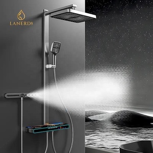 Ensemble de douche à effet pluie avec écran LED intelligent et fonction chaude et froide avec jets corporels <span class=keywords><strong>Massage</strong></span> Robinet de douche exposé Colonne de douche de salle de bain - Product Image 1