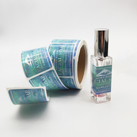Autocollants de parfum en aluminium doré Logo personnalisé Métallique 30ml Etiquette de bouteille de parfum cosmétique privée imprimée