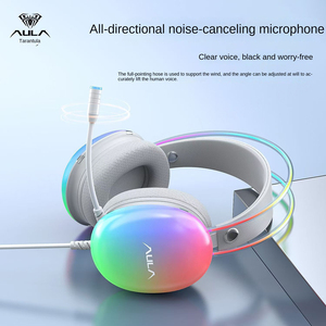 AULA S505 RGB casque lumineux compétition électronique jeu d'ordinateur sur l'oreille ENC annulation du bruit 2.1m cordon pour Mac bureau - Product Image 3