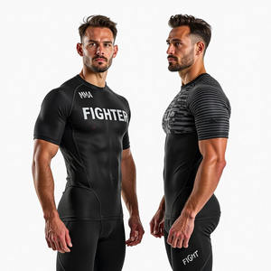 カスタム柔術ラッシュガード Tシャツ パンツ＆ショーツ メンズセット ムエタイ MMA UFC ボクシング <span class=keywords><strong>BJJ</strong></span> ラッシュガード スポーツウェア スーツ - Product Image 3