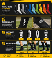 Chaussettes de football personnalisées avec grip, échantillons gratuits, confortables, respirantes, chaussettes de football avec grip, design de logo personnalisé, chaussettes de football avec grip sur mesure