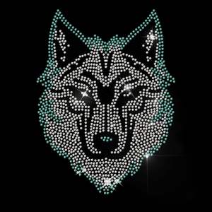 <span class=keywords><strong>Loup</strong></span> Fer sur Strass Matériau en verre <span class=keywords><strong>de</strong></span> transfert thermique Patches chauds avec Animal Bling Crystal pour T Shirt Wolf Head Design - Product Image 3