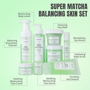 Ensemble de soins de la peau au matcha naturel <span class=keywords><strong>pour</strong></span> le <span class=keywords><strong>visage</strong></span> et le corps, kit de soins de la peau au thé vert purifiant avec masque d'argile, sérum, nettoyant, <span class=keywords><strong>lotion</strong></span>, 8 pièces, vente en gros - Product Image 3
