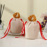 Sac à bonbons de Noël et d'Halloween en velours de soie, motif élan, pour fêtes de Noël, en stock, pour l'exportation