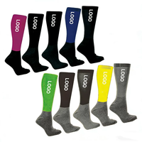 Chaussettes d'équitation longues en nylon et coton, personnalisées par sublimation, extensibles, tricotées, hauteur genou, pour la vente en gros