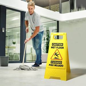 Señal <span class=keywords><strong>de</strong></span> Advertencia Bilingüe para Piso Mojado, Tipo A-Frame, Señal <span class=keywords><strong>de</strong></span> Seguridad <span class=keywords><strong>de</strong></span> Plástico Resistente para Espacios Comerciales y Públicos - Product Image 1