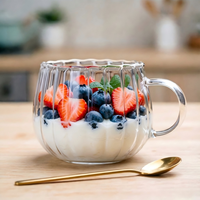 Tasse à café et thé au lait en verre borosilicate haute résistance, motif citrouille, avec design ventre à grain vertical, tasse à eau ronde pour la maison