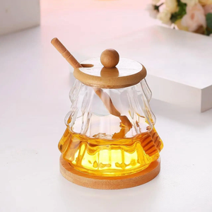 Tarro <span class=keywords><strong>de</strong></span> <span class=keywords><strong>Miel</strong></span> <span class=keywords><strong>de</strong></span> Vidrio <span class=keywords><strong>de</strong></span> Borosilicato Alto con Tapa <span class=keywords><strong>de</strong></span> Madera <span class=keywords><strong>de</strong></span> <span class=keywords><strong>Acacia</strong></span>, Botella <span class=keywords><strong>de</strong></span> Embalaje <span class=keywords><strong>de</strong></span> <span class=keywords><strong>Miel</strong></span> con Varilla Mezcladora, Transparente para el Hogar - Product Image 3