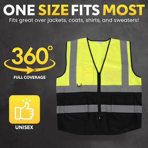 حار بيع الأمن العمل الآمن استخدام الأصفر الأسود عالية الوضوح سترة سلامة عاكسة - Product Image 5