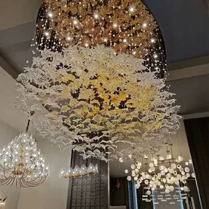 Boa reputação de luxo de vidro decorativo iluminação pingente de lustre no lobby do hotel