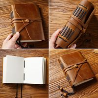 Cuaderno de cuero genuino, diario de piel de vaca, cuaderno planificador de diario Retro Vintage