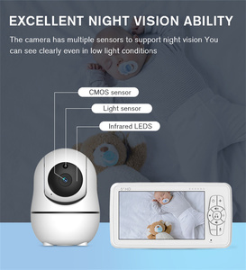5 pouces HD rotatif sans fil bébé moniteur Vision nocturne infantile vidéo berceuse <span class=keywords><strong>Babyphone</strong></span> 2.4GHz interphone berceuse bébé moniteur SM50 - Product Image 2