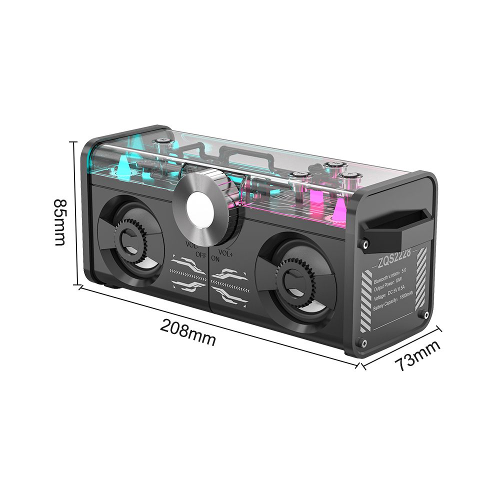 SING-E ZQS2228蓝牙立体声扬声器可调发光二极管调频收音机功能盒