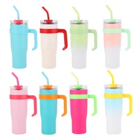 Beauchy Tasse de voyage en acier inoxydable à double paroi isolée sous vide de 40oz avec paille réutilisable et couvercle coulissant Brosse de nettoyage
