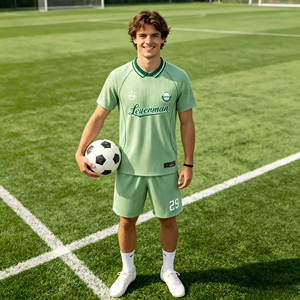 Ensemble de maillots de football à col rayé, fabrication ODM, vente en gros, impression par sublimation personnalisée, uniforme de football respirant, haute qualité, pour équipe - Product Image 2