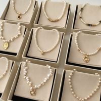Collier pendentif en perles d'imitation géométriques irrégulières, style palais français vintage, chaîne de clavicule pour femme, idéal pour les soirées