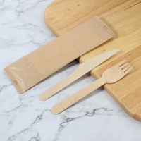 Vente chaude Ensemble de couverts en bois jetables écologiques biodégradables recyclés portables pour les voyages avec couteau fourchettes cuillères TAKPAK WZCJ