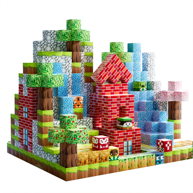 2.0cm Cube Plastic Magnetic Building Blocks Toy for 3-9 Years Old 100pcs Set STEM Sensory Game for Boys and Girls