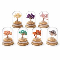 Arbre à Argent DIY en Cristal Naturel de Guérison sous Cloche en Verre avec Base en Bois, Bonsaï Artisanal en Pierres Précieuses pour Décoration Intérieure et Cadeau