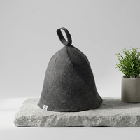 Un chapeau de sauna en pure laine de charbon de bois qui dissimule la chaleur et laisse apparaître seulement une petite silhouette dansante sur une étiquette blanche