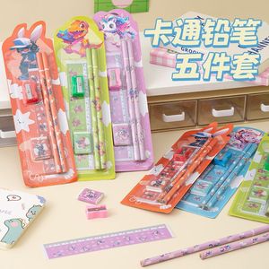 Juego de cinco lápices de dibujos animados para niños, material de papelería para dibujar, 3-6 años, material plástico unisex - Product Image 1