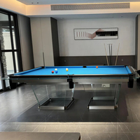 Werkseitig angepasster 7ft 8ft 9ft Glas Billardtisch mit schönem Design Glas Billardtisch für Familien spielzimmer
