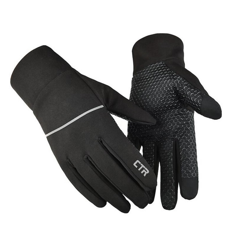 Нескользящие перчатки для мужчин и женщин, теплые Светоотражающие перчатки с пальцами для сенсорных экранов на осень и зиму для велоспорта на открытом воздухе