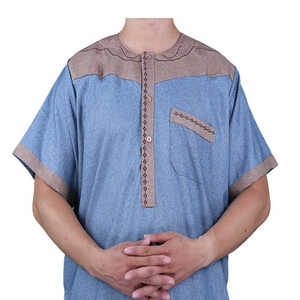 Venta al por mayor estilo marroquí seis colores hombres manga corta islámica Thobe - Product Image 4