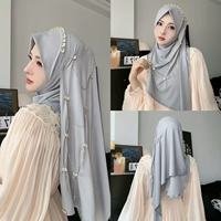 Hijab instantané à enfiler croisé pour femmes musulmanes, à bord souple, facile à porter, voile transparent, direct usine
