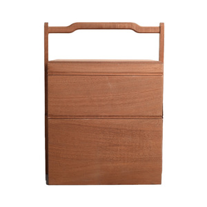 Lonchera de madera estilo chino, rectangular, portátil, para envasar alimentos, con asa desmontable, tamaño y grosor personalizables - Product Image 2