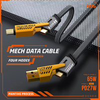 Cable Cargador Trenzado 4 en 1 de Aleación de Zinc, 1M 2M, PD 65W 27W, USB-C Tipo C, Carga Rápida y Datos Para Teléfono, Cable USB Multifunción
