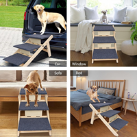 2-in-1 Faltbare Modische Haustier-Rampe und Treppe, Tragbare Umweltfreundliche Rutschfeste Hunde- und Katzen-Sicherheitsrampe aus Massivholz