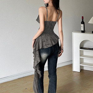 Nueva Ropa de <span class=keywords><strong>Mujer</strong></span> <span class=keywords><strong>para</strong></span> Primavera, Color Sólido, Estilo Urbano, Tirantes Finos, Sexy, Espalda Descubierta, Cintura Baja - Product Image 4