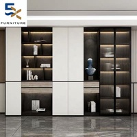 Gabinete de almacenamiento de estantería de pared completa moderno ajustable de madera de lujo ligero para oficina en casa