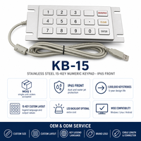 Clavier numérique industriel en acier inoxydable KB-15 personnalisé, étanche IP65, 15 touches, montage sur panneau, pour distributeur de carburant