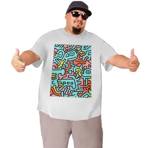Image personnalisée grande taille T-shirt personnalisé pour homme Streetwear 100% coton Design uni avec techniques de sérigraphie d'impression contrastée - Product Image 1