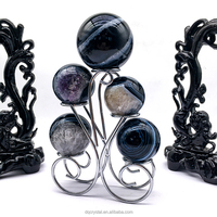 Vente en gros de sphères en agate noire polie, cristaux naturels, artisanat en cristal, boule d'agate noire pour la guérison et la décoration
