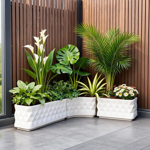 Grand bac à fleurs <span class=keywords><strong>rectangulaire</strong></span> en fibre de verre, qualité commerciale, résistant aux UV, imperméable, en FRP, pour la décoration des jardins d'hôtels - Product Image 2