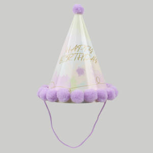 <span class=keywords><strong>Happybirthday</strong></span> Rosa y azul Venta al por mayor Bola de felpa Sombrero de cumpleaños Sombreros de fiesta de cuerno de cumpleaños para niños - Product Image 3