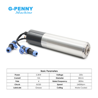 G-Penny ISO20 2.2kw Moteur de broche ATC refroidi par eau 110V/220V/380V Broche de changement d'outil automatique 24000rpm 2/4Pole 400Hz/800Hz