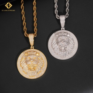 Nuevo Colgante de Cabeza de León Redonda con Diamantes de Moissanita VVS, Estilo Hip Hop, Plata 925, Joyería para Hombre - Product Image 5