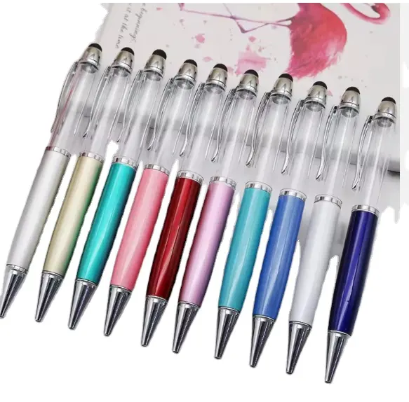 Empty Thick tube Stylus Pen Silver Gold Fat liquid fillabl Empty barrel diy touch screen floating Pens with Stylus