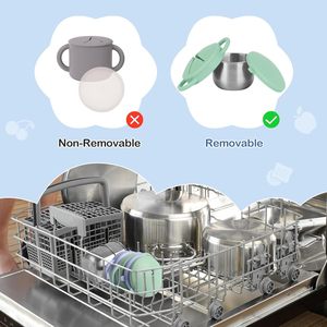 Gobelet à collation en acier inoxydable sans BPA avec couvercle en silicone anti-déversement, récipient amovible, pot de conservation alimentaire portable pour la garderie - Product Image 5